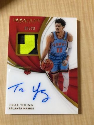 Trae Young 2018 - 19 Panini Immaculate Rookie Rc Patch Auto 39/99