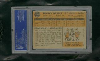 Mickey Mantle 1960 Topps 350 PSA 7 High Gloss,  Sharp Corners,  Centered 2