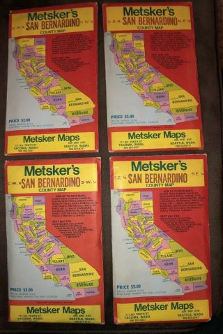 Four Vintage Metsker Maps Of San Bernardino County