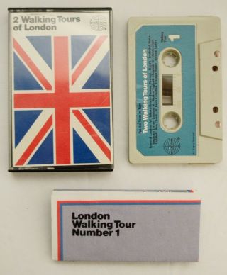 Vtg Pan - Am Airline Cassette Tape With Map 2 Walking Tours Of London Paper Label