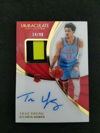 2018 - 19 Immaculate Trae Young True Rpa 2clr Patch 14/99 Auto Rc Hawks