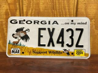 Georgia Ga Support Wildlife License Plate Tag Deer Fowl