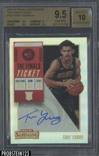 2018 - 19 Contenders The Finals Ticket Trae Young Rc Auto 11/49 Jersey Bgs 9.  5