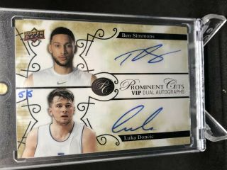 2018 - 2019 Upper Deck Vip Prominent Cuts Ben Simmons / Luka Doncic Rc Auto /5