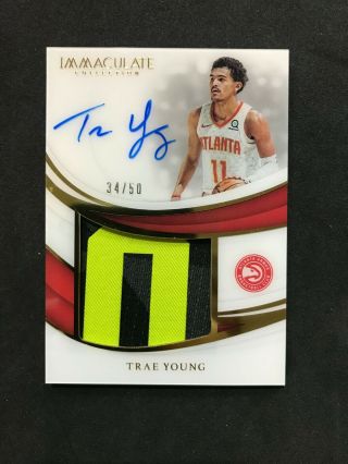 2018 - 19 Immaculate Trae Young Premium Patch Auto Rc 34/50 3clr Rpa Hawks