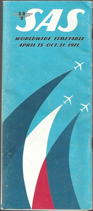 Sas Scandinavian Airlines System Timetable 4/15/71 [9071]