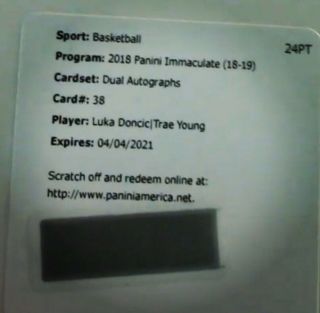 2018 - 19 Panini Immaculate Dual Rookie Auto Luka Doncic And Trae Young Rc Sp 