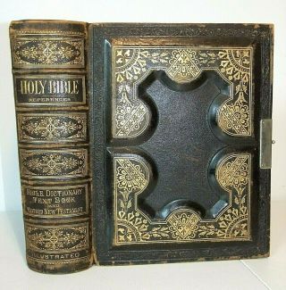1882 - Leather Bound Holy Bible W/gilded Pages,  A.  J.  Holman 