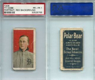 T206 Ty Cobb Red Portrait Polar Bear Psa 1 Legendary Card