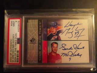 Wayne Gretzky / Gordie Howe Sp Authentic Signs Of The Times Dual Auto /99 Psa 9