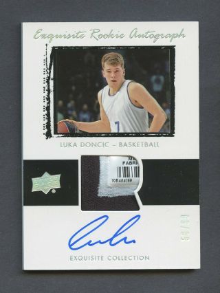 2019 Ud Exquisite Luka Doncic Rpa Rc Rookie Laundry Tag Patch Auto 58/99