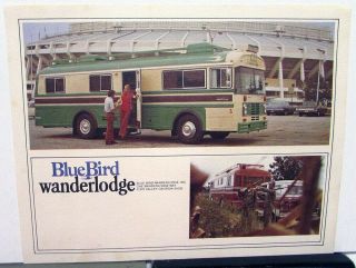 Vintage Blue Bird Wanderlodge Motor Home Rv Camper Dealer Sales Data Sheet Bus