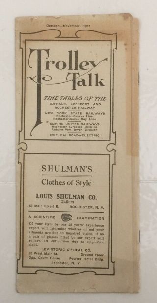 1917 Trolley Talk Railroad Time Tables For N Y State / Erie / Empire United Rr
