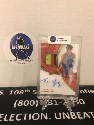 2018 - 19 Panini Immaculate Trae Young 3 C Patch On Card Auto Rc Rpa 87/99 Hawks
