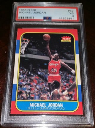 1986 - 1987 Fleer Michael Jordan 57 Psa Jordan Rc Rookie Card - Looks Nm To