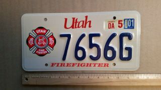 License Plate,  Utah,  Firefighter,  7656 G