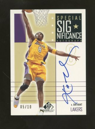 2002 - 03 Sp Game Special Significance Kobe Bryant Lakers Auto 5/10