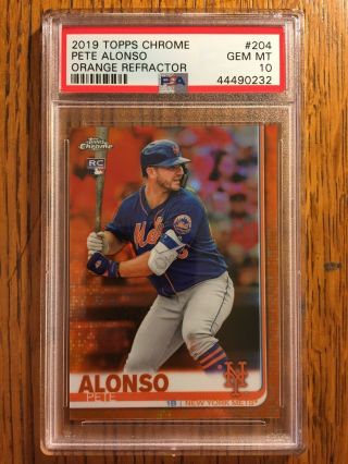 2019 Topps Chrome Orange Refractor Pete Alonso Mets Rc Rookie 02/25 Psa 10