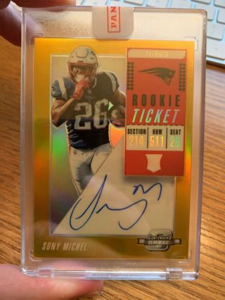Sony Michel 2018 Panini Contenders Optic Gold Rookie Ticket Auto Autograph 6/10