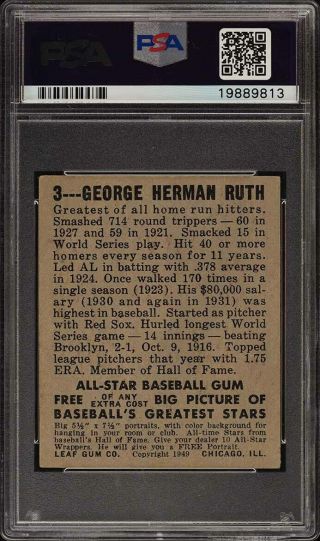 1948 Leaf Babe Ruth 3 PSA 2 GD (PWCC) 2