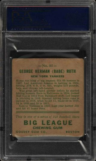 1933 Goudey Babe Ruth 53 PSA Auth (PWCC) 2