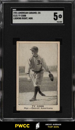 1921 E121 American Caramel Series Of 80 Ty Cobb Mgr.  On Front Sgc 5 Ex (pwcc - A)