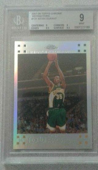 2007 Topps Chrome Refractor Kevin Durant Rookie Rc /1499 131 Bgs 9 W/ 9.  5
