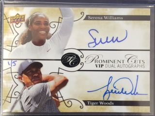 2019 Upper Deck Prominent Cuts The National Tiger Woods Serena Williams Auto /5