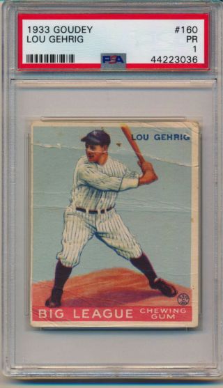 1933 Goudey 160 Lou Gehrig Psa 1 590735