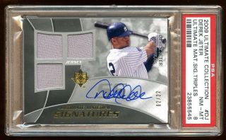 2009 Ud Ultimate Derek Jeter Auto D 02/22 Triple Game Worn Jersey Oncard Auto