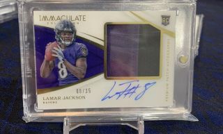 2018 Immaculate Football Lamar Jackson Rpa Jersey Number Hit 8/35 Ebay 1/1