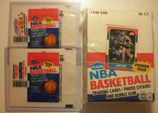 1986,  1987,  1988 Fleer Basketball Empty Box,  36 Wrappers