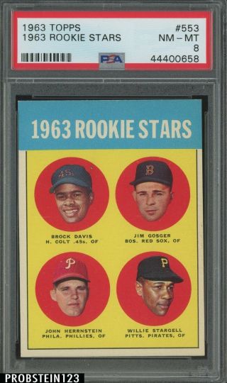 1963 Topps 553 Willie Stargell Pittsburgh Pirates Rc Rookie Hof Psa 8 Nm - Mt