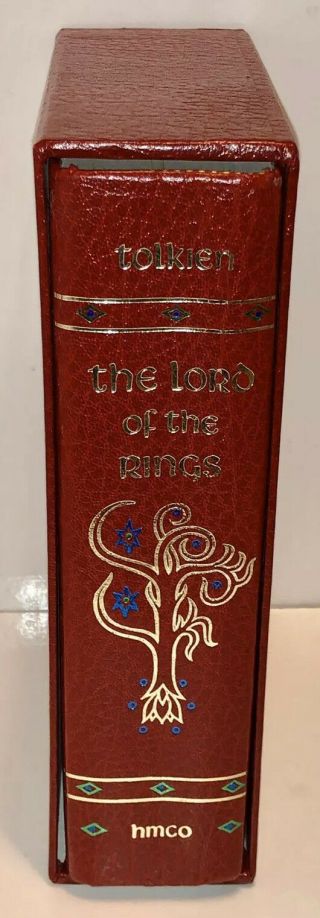 1987 Hmco Jrr Tolkien Lord Of The Rings Collector’s Edition Red Leather Book