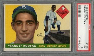 1955 Topps Baseball 123 Sandy Koufax Rc Psa 5 Ex Hof Rookie Brooklyn Dodgers