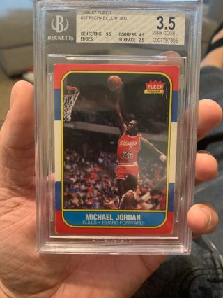 Michael Jordan 1986/87 Fleer 57 Rc Rookie Card Bgs 3.  5