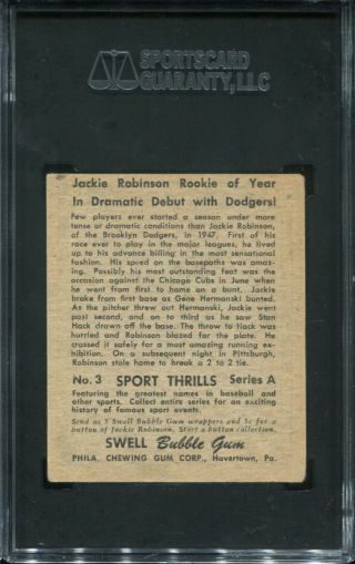 1948 Swell Sport Thrills 3 Jackie Robinson SGC 3 VG RC Rookie 