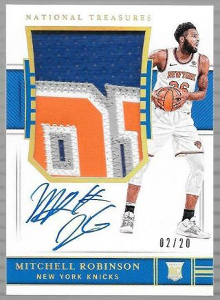 Mitchell Robinson 18 - 19 Panini National Treasures Rookie Auto Logo Patch Limited