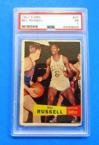 1957 Topps Basketball 77 Bill Russell Rc Rookie Hof Psa 1 Rare Iconic