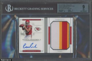 2017 National Treasures Booklet Patrick Mahomes Rpa Rc Patch Auto 64/99 Bgs 9