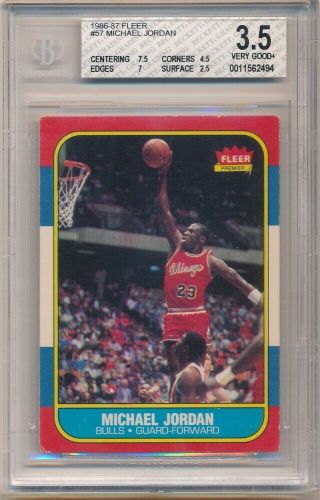 Michael Jordan 1986/87 Fleer 57 Rc Rookie Card Chicago Bulls Bgs 3.  5 Vg,