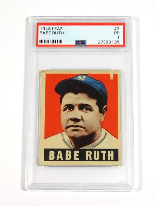 1948 Leaf Babe Ruth 3 Yankees Psa 1