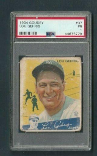 1934 Goudey Lou Gehrig 37 Psa 1 Poor Yankees Hofer