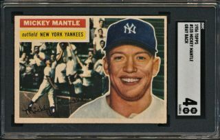 1956 Topps Mickey Mantle 135 Sgc 4 Vg/ex York Yankees Color