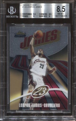 Lebron James Bgs 8.  5 2003 - 04 Topps Finest Basketball 133 Rookie /999 Lakers 325
