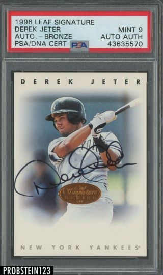 1996 Leaf Signature Bronze Derek Jeter Yankees Rc Rookie Auto Psa 9 Psa/dna
