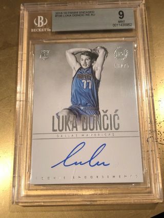 Luka Doncic Rookie Card Auto 2018 - 2019 Panini Encased 9.  5 Gm Beckett 63/75