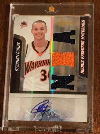 2009 - 10 Stephen Curry Absolute Auto Jersey Ball Patch Rc /499 Rare Gs Warriors