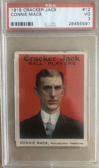 1915 Cracker Jack 12 Connie Mack Athletics Psa 3 - Vg