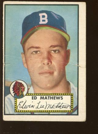 1952 Topps Baseball Card High 407 Eddie Mathews Rookie
